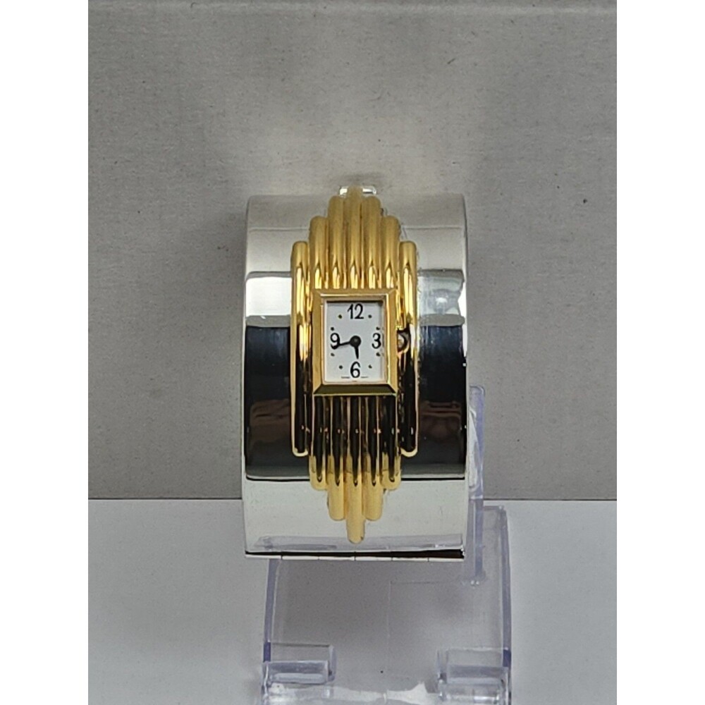 Vintage Franklin Mint Alfred Durante Cuff Watch 22K Gold Silver Plate Works Runs